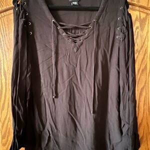 SOLD!! Torrid Black Lace-Up Blouse